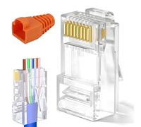 30 PCS Connecteur Traversant RJ45 CAT6, avec Bottes Anti-Traction, Fiches Réseau Ethernet CAT6 Plaquées Or, Prises Modulaires Pass Through pour Câbles CAT6/CAT5E 23AWG, Haute Vitesse et Signal Stable