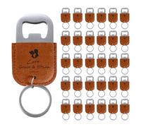 30 Pcs Décapsuleurs Personnalisés pour Cadeaux de Mariage, Ouvre Bouteille en Cuir, Porte-Clés Personnalisé, Logo de Texte Gravé, Orange