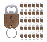 30 Pcs Décapsuleurs Personnalisés pour Cadeaux de Mariage, Ouvre Bouteille en Cuir, Porte-Clés Personnalisé, Logo de Texte Gravé, Kaki