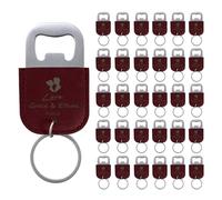 30 Pcs Décapsuleurs Personnalisés pour Cadeaux de Mariage, Ouvre Bouteille en Cuir, Porte-Clés Personnalisé, Logo de Texte Gravé, Bordeaux
