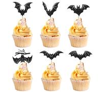 30 PCS Décoration Gâteau Halloween, Chauve-Souris Topper Cupcake Halloween, Decoration Cupcake Halloweens, Convient pour Une Fête Halloweens, une Fête de Sorcier, une Fêtes D'anniversaire/A