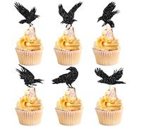 30 PCS Décoration Gâteau Halloween, Corbeau Topper Cupcake Halloween, Decoration Cupcake Halloweens, Convient pour Une Fête Halloweens, une Fête de Sorcier, une Fêtes D'anniversaire/D