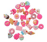 30 Pcs DIY Nourriture Charme, Dessert Gâteau Crème Glacée Pain Donut Biscuits Bonbons DIY Décoration Matériel, Assortiment Dessert Pain Résine Charmes Tasse Gâteau Donut Pain Français Croissant Imitat