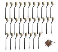 30 pcs en laiton brosse en fil long brosse à dents de fil 6, 7x1, 6 po avec poignée incurvée antidérapante trou de suspension mini pinceau nettoyage pour les carreaux sol machines drain