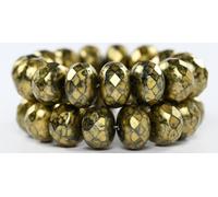 30 pcs Faceted Special Cut Rondelle Fire Polished Beads, Black Hematite 86720 (23980-14400-86720), 13 x 9 mm, Glass, Czech Republic