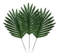 30 Pcs Faux Palm Leaves with Stems Artificial Tropical Plant Imitation Safari Leaves Hawaiian Luau Party Suppliers Decorations,Tiki,Aloha Jungle Beach Birthday Leave Table Decorations