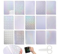 30 Pcs Feuilles Autocollant Holographique A4 Papier Holographique | Feuilles de Vinyle Adhésif Holographique Transparent avec 1 Ciseaux pour Décoration Artisanale DIY (15 Styles)