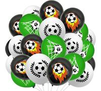 30 Pcs Latex Football, 12 Inches Black White Green Classic Printed Football Balloons, World Cup Decorations Football Party, Children'S Birthday Party, Sport, Football Theme Party
