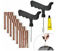 30 PCS Mèche Réparation Pneu en Caoutchouc Naturel Mèche Pneu Voiture 6MM10CM Kit Réparation Pneu Moto avec 2 Outils de Pose