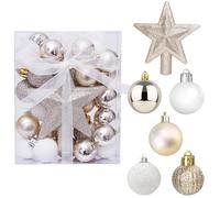 30 PCS Mini Boules de Noël Or et Blanc - Décoratives en Plastique Pour Arbre de Noël, Mariage, Festival - 3cm