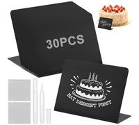 30 PCS Mini Tableau Noir avec 2 Feutres & 2 Chiffon Nettoyage, 100 x 75 mm Ardoise Craie, Panneau Daffichage Plastique, Tableaux Pour Buffet, Mariage, Boulangerie, Fête & éTiquettes Prix