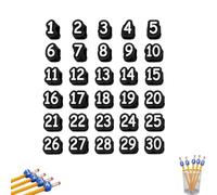 30 Pcs Numbered Pencils Toppers(1-30),Reusable Classroom Pencil Labels for Teachers,Number Pencil Toppers for Classroom Organization and Supply Tracking Station,Fits Standard Pencils，black