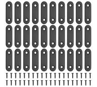 30 Pcs Plaques d'assemblage Plates, Connecteurs Plats, Pattes d'assemblage Perforée Plates de Métallique, Plaque Perforée, Équerre de Fixation en Acier Inox, Plaques de Raccord (Noir 50x16mm)