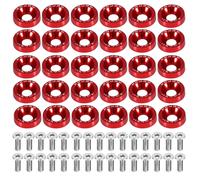30 Pcs Rondelle Anodisé,Rondelle Aluminium Anodisé Carénage Avec Vis,Utilisé Pour La Décoration Du Cadre De Plaque D'immatriculation,La Modification De Voiture Jdm(Rouge,6mm)