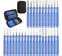 30 Pcs Set Extracteur Cosses avec Boîte Protection, Outils Démontage Terminal Automobiles Réutilisable, Kit Outil Déverrouillage Retrait Prise Câble Voiture pour Plupart Terminaux Connecteurs (Bleu)