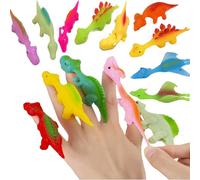 30 PCS Slingshot Dinosaur Finger Toys, TPR Material, Finger Dinosaurs Sling Shot That Stick to Walls, Slingshot Dinosaur Finger Action Figures, Funny Gag Gifts for Christmas (Random Color,10 PCS)