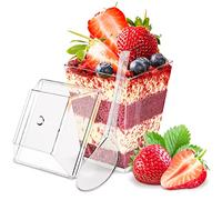 30 Pcs Verrines en plastique, Verrine plastique aperitif, Coupelle plastique 150ml, Verrine dessert, Verrine ronde pour présenter des recettes de desserts, tiramisu
