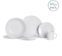 30 Piece Classique Blanc Dinner Set porcelaine Vaisselle Assiettes Bols Tasses