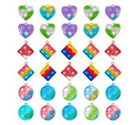 30 Pièce Mini Pop Push It Jouet Porte Clés Push and Pop Bubble Sensory Fidget Toy Jouets Sensoriels à Presser Silicone Anti-Stress Jouets de Soulagement de L'anxiété, pour Enfants et Adultes