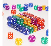 30 Pièces 12mm Dés 6 Faces, 5 Couleurs Translucides, pour Jeux de Société, Jeux de Table, Jouer à des Jeux Enseignement des Mathématiques