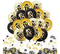 30 pièces 40 Décoration anniversaire noir or, ballons 40e anniversaire avec confettis, 40e ballon chiffres confettis noir or, 40 Décoration joyeux anniversaire pour les hommes femmes anniversaire