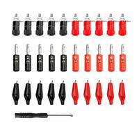 30 Pièces 4mm Banane Prise Connecteur Kit, KUOQIY Connecteur Femelle Panneau Banana + Plaquée Nickel Banane Fiche + Pinces Crocodiles, avec Tournevis, pour Haut-Parleur, Audio/Vidéo Récepteur