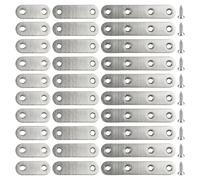 30 Pièces 76mm/55mm/36mm Support Plaque Acier Inoxydable | Plaques D'assemblage à Lamelles, Equerre Plate avec Vis, Patte de Fixation Plate pour Réparation de Meubles en Bois, étagères