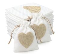 30 Pièces 8 × 10cm Petit Pochon Tissu avec Cordon, Pochette Cadeau Tissu Réutilisable Pochon Bijoux, Petit Sac De Jute Pour les Fêtes D'anniversaire, la Saint-Valentin, les Mariages