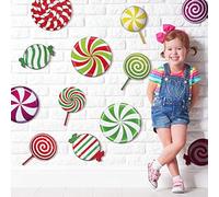 30 Pièces Autocollants de Plancher de Menthe Poivrée Stickers de Sol Bonbons Ronde Colorés pour Décoration de Bonbons de Fête Noël, Stickers Muraux Décorations et Fournitures de Bonbons de Noël