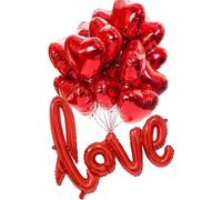 30 Pièces Ballons Coeur Rouge Helium, 1 LOVE Ballon Helium, Ballon Decoration Saint Valentin, Deco St Valentin, Décoration Saint Valentin