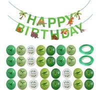 30 Pièces Ballons De Motif De Dinosaures,1 Bannière De Joyeux Anniversaire Et 2 Rôles De Rubans,Ballons Créatifs Mignons,Décorations De Fête D'anniversaire.