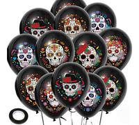 30 Pièces Ballons Du Jour Des Morts - Fiesta Mexicaine Tête De Crâne En Latex - Décoration Halloween Pour Cinco De Mayo