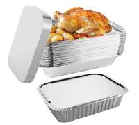 30 PièCes Barquettes Aluminium avec Couvercle, 800ML Barquettes Alimentaires Plat en Alu pour Four, Boite Aluminium avec Couvercle, Bacs de RéCupéRation des Graisses pour Barbecue, Cuisiner 21x14 cm