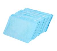 30 Pièces Bavoir Imperméable, Bleu, Jetable, Simple, Soins | Non-tissé et Plastique, Face Avant Papier Blanc, Usage la Cuisine et Accompagnement, Léger 194g par Paquet
