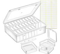 30 Pièces Boîte de rangement pour perles, petites boîtes de rangement en plastique, perles d'argile transparentes, récipient de rangement avec couvercle à charnière et rectangle pour artisanat
