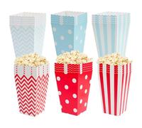 30 Pièces Boite Pop Corn, Sac Pot Pop Corn, Sachet Popcorn en Papier, Boîtes de Popcorn en Carton, pour Collations de Fêtes, Bonbons, Soirées Cinéma, Anniversaires (Bleu, Rouge)