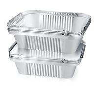 30 Pièces Bols en Aluminium, Bacs à égouttures en Aluminium, Bacs Récepteur Aluminium, égouttoir Plateau Aluminium pour Griller, Bacs Bols à Grillades Rectangulaire avec Couvercles