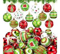 30 Pièces Boules de Noël, Boule de Noel Rouge et Vert Decoration Noel Sapin, Boules de Noel en Plastique Incassable, Boule Noel Suspendues pour Arbre de Noel Maison Jardin Décorations de Noël