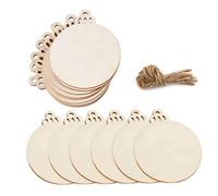 30 pièces boules rondes en bois ornements de noël en bois tranches de embellissements vierges pendentifs en avec ficelle pour la décoration d'arbre noël bricolage art