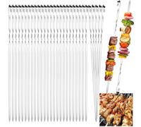 30 Pièces Brochette inox, 40cm Brochettes de grillades, Brochettes RéUtilisables en Acier Inoxydable, Brochettes Pour Griller, Brochette Réutilisables pour Barbecue,Viande,légumes (C-30 Pcs-40 Cm)