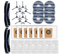 (30 pièces) C20 Omni Kit d'accessoires de rechange pour aspirateur robot Eufy C20 Omni, 2 brosses rotatives, 8 brosses latérales, 7 filtres HEPA, 7 sacs à poussière, 6 serpillères, accessoires