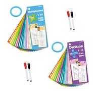 30 Pièces Cartes d'apprentissage, Jeu de Table de Multiplication avec 4 Marqueurs Effaçables, Cartes Flash Mathématiques pour Enfants, Multiplications, Divisions