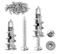 30 Pièces Cheville pour Plaques de Plâtre, 35×8mm Alliage Zinc Cheville Autoforeuse Placo, Chevilles Autoperceuses en Métal avec Vis, pour Fixation Dans Béton Briques Plaques Plâtre Cadres Photo