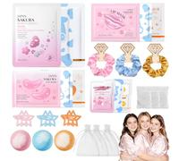 30 Pièces Coffret Femme Spa Set, Coffrets de Bain et de Soins, Skincare Kit con Masques pour le Visage, Eye Mask, Masque Lèvre, Masque Argile Visage, Boule Bain, Serviette Compressée, Cadeaux de Fête