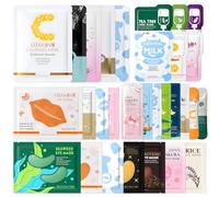 30 Pièces Coffret Soin Visage Femme, Lot Masque Visage con Masque Tissu Visage, Eye Patch, Masque Levre, Masque Argile Visage, Overnight Mask, Cinq Bienfaits en un, Nourrissant et Hydratant