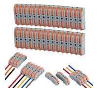30 Pièces Connecteur Electrique Rapide, Raccord Electrique avec Levier de Commande Conducteurs Bilatéraux, Bornes de Connexion Automatique Combinables pour Câbles Connecter
