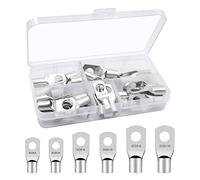 30 Pièces Cosses de Câble,Cosses Electriques,Cosse a Sertir,Cosses à Sertir de Batterie 16mm² 25mm² 35mm² -M8 M10 Ronde à Œillet en Cuivre Étamé pour Batterie Voitures, Automobile, Motos