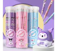30 pièces Crayons baril personnages Sanrio, 2B avec gomme, crayons ergonomiques, crayons en bois mignons de dessin animé pour la maternelle et l'école primaire, crayons d'examen de haute qualité qui n
