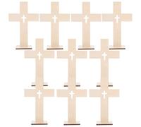 30 Pièces Croix en Bois Non Peinte avec Base Stable Artisanale | Surface Lisse Poncée à Main, Design Creux avec Base Solide, pour Activités Créatives et Décorations Chrétiennes