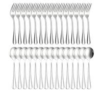 30 Pièces Cuillères A Café En Acier Inoxydable,Cuillères A Café,Fourchettes A Gâteau,Fourchettes Gâteau Et Cuillère A Thé Pour Gâteau,Café,Crème Glacée,15 Cuillères+15 Forks,Argent